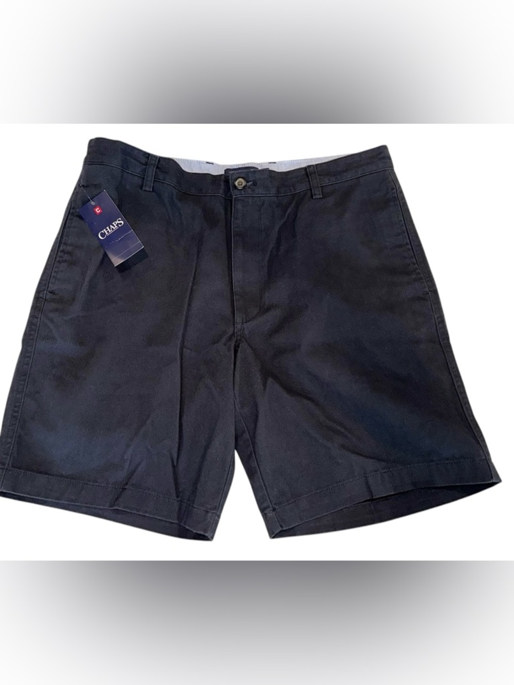 NWT CHAPS Chino Short Mens 100% Cotton Solid Navy Blue Shorts Sz 36